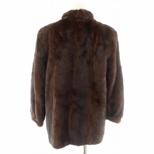 【中古】ノーブランド ファーコート アウター 毛皮 ミンク ミドル 肩パッド 茶色 ブラウン /XZ ■GY18 レディース ノーブランド ファーコート アウター 毛皮 ミンク ミドル 肩パッド 13