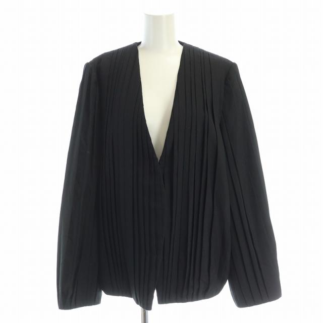 【中古】ルイヴィトン LOUIS VUITTON 23AW ノーカラー ジャケット プリーツ ウール 36 S 黒 ブラック RW232WB CEA