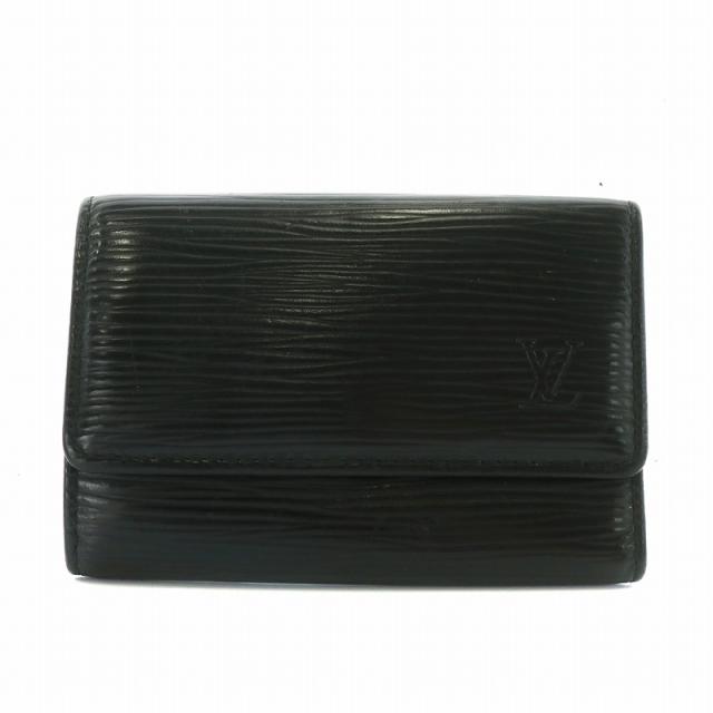 LOUIS VUITTON ブラック レザー キーケース ルイヴィトン キー