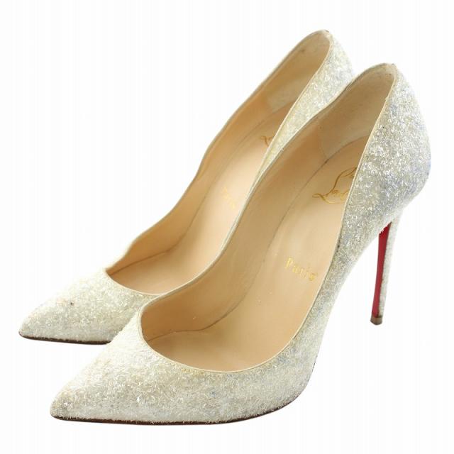 【中古】クリスチャンルブタン Christian louboutin パンプス ラメ ポインテッドトゥ ピンヒール 36 23cm 白 ホワイト