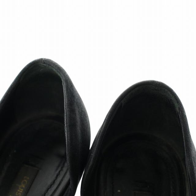 【中古】ルイヴィトン パンプス セパレート スエード レザー オープントゥ ミンクファー ポンポン 毛皮 35 22.5cm 黒