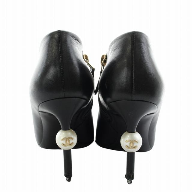 中古】シャネル CHANEL ブーティ レザー ポインテッドトゥ ピンヒール