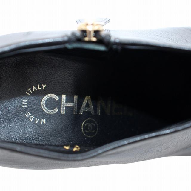 中古】シャネル CHANEL ブーティ レザー ポインテッドトゥ ピンヒール