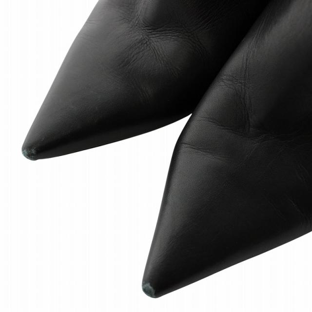 【中古】ジミーチュウ JIMMY CHOO ミュール パンプス レザー ポインテッドトゥ ピンヒール チェーン 35.5 22.5cm 黒