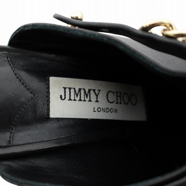 【中古】ジミーチュウ JIMMY CHOO ミュール パンプス レザー ポインテッドトゥ ピンヒール チェーン 35.5 22.5cm 黒