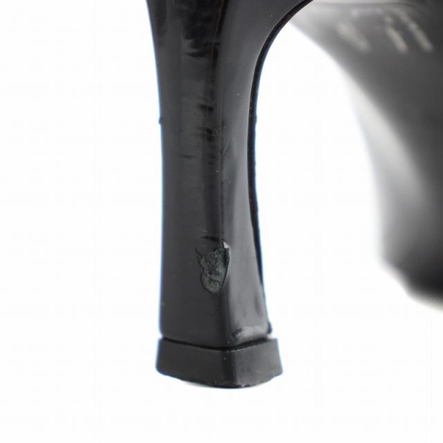 【中古】ROGER VIVIER BELLE VIVIER パンプス エナメル スクエアトゥ ヒール ゴールド金具 ロゴ 35.5 22.5cm 黒