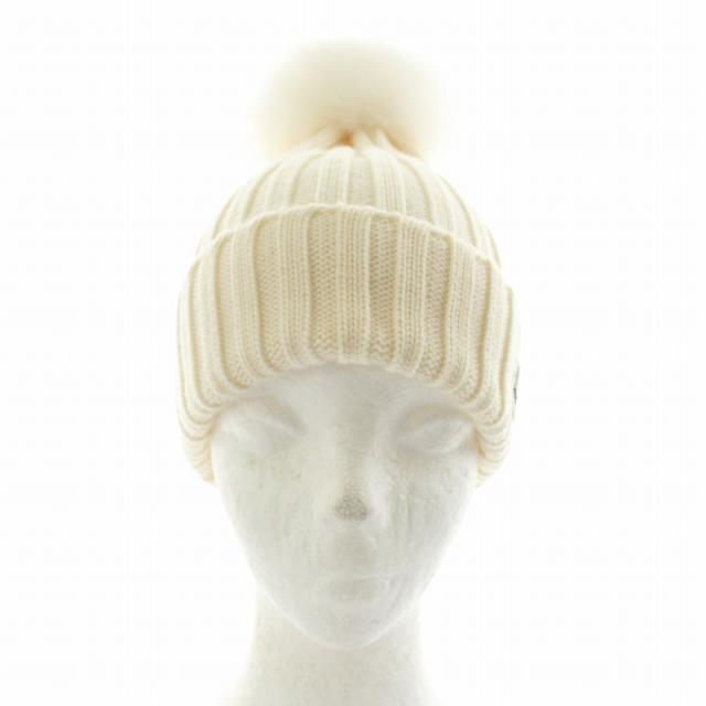 MONCLER アイボリーfoxファー付きニット帽 MONCLER モンクレール