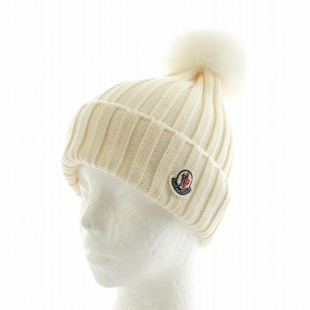 MONCLER アイボリーfoxファー付きニット帽