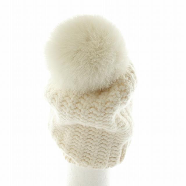 MONCLER ファー付きニット帽 アイボリー 未使用品☆MONCLER