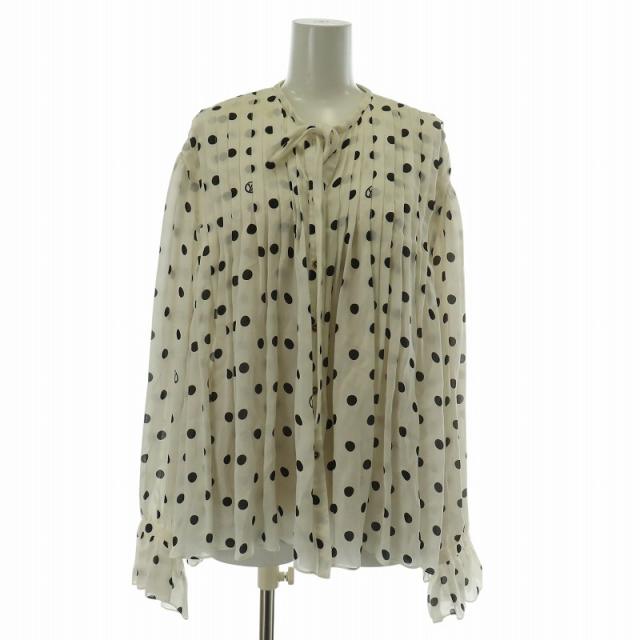 LOUIS VUITTON ルイヴィトン 22ss シルク ブラウス ルイヴィトン 22SS シャツ ブラウス 長袖 シルク ドット 34 白 黒