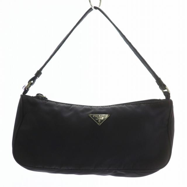 プラダ ワンショルダーバッグ ホーボー 三角ロゴプレート ブラック プラダ ワンショルダーバッグ ホーボー 三角ロゴプレート ブラック
