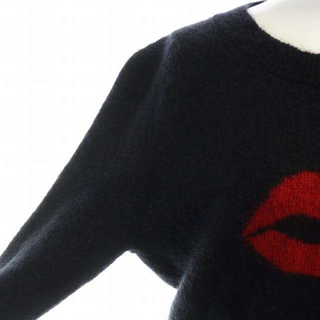 【中古】サンローラン パリ SAINT LAURENT PARIS 17AW Slow Kissing ニット セーター 長袖 ロゴ キスマーク S 黒 中古】サンローラン パリ SAINT LAURENT PARIS 17AW Slow Kissing