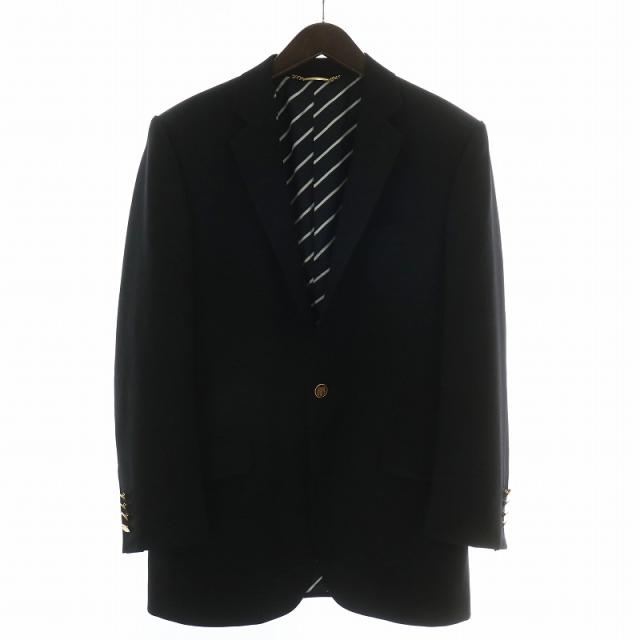 【中古】DOLCE&GABBANA テーラードジャケット ウール シングル 1B 総裏地 センターベント 肩パッド 48 M 黒