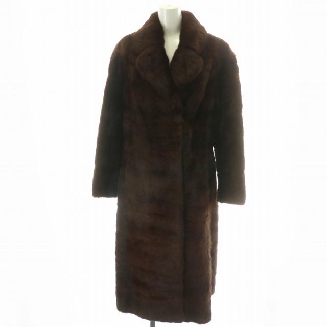 【中古】オンワード Onward Deluxe Fur ファーコート ロング ミンクファー 毛皮 総裏地 M 茶 ブラウン /MP ■GY18