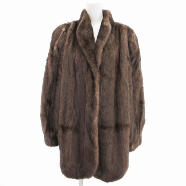 【中古】サガミンク SAGA MINK Roberto Ricci ロベルトリッチ 金サガ ロイヤル ミンクファー コート ハーフ丈 茶