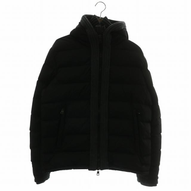【中古】MONCLER CANUT ダウンジャケット アウター ナイロン ニット切替 フード ジップアップ ロゴ ワッペン 3 XL 黒