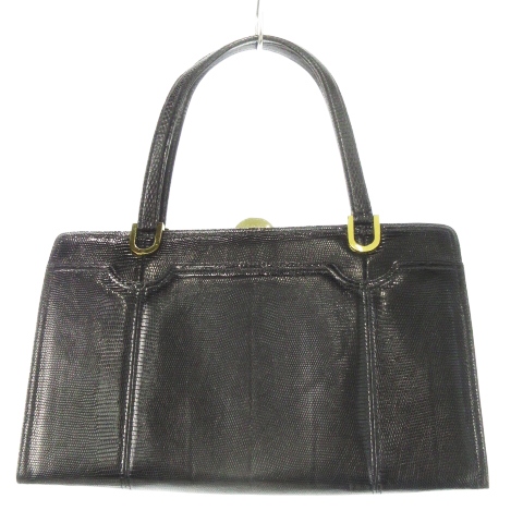 美品 最高級クロコダイル　ワニ革 本革 ハンドバッグ　パーティ フォーマル ブラック 30CM B34 クロコダイルバッグ メンズ ブラック ワニ皮 ワニ革 鰐革 黒