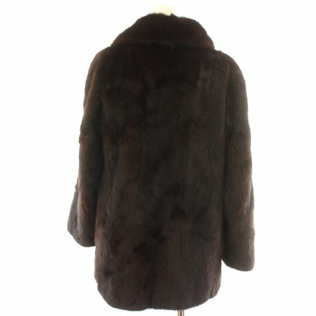 ファーコート ミドル ハーフ ミンクファー 毛皮 総裏地 6号 茶