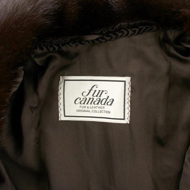 中古】ファーコート ミドル ハーフ ミンクファー 毛皮 総裏地 6号 茶
