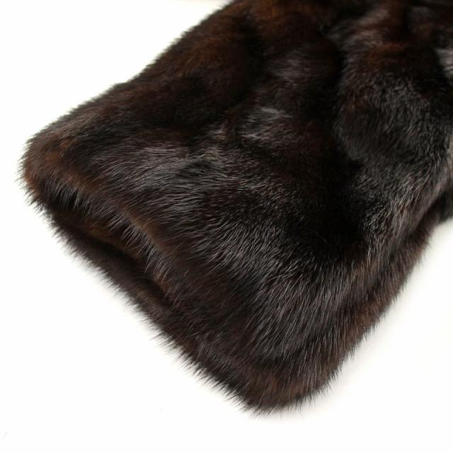 中古】ファーコート ミドル ハーフ ミンクファー 毛皮 総裏地 6号 茶