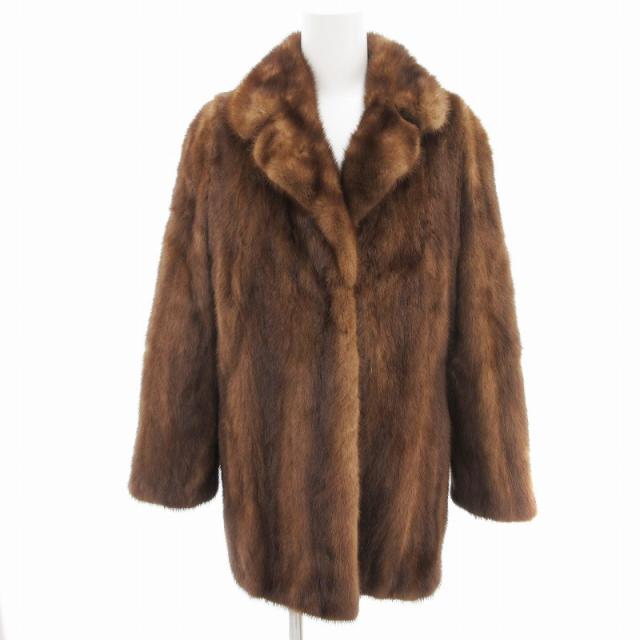 【中古】ノーブランド ファーコート 毛皮 ミンクファー ハーフ丈 9 茶 ブラウン /AE ■GY18 レディース