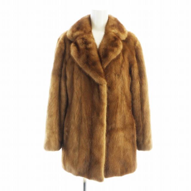 【中古】サガミンク SAGA MINK 金サガ 毛皮コート ミンクファー ミドル 長袖 総裏地 ネーム刺繍入り 茶 ブラウン 中古】サガミンク SAGA MINK 金サガ 毛皮コート ミンクファー ミドル