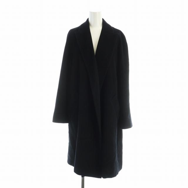 【中古】マックスマーラ MAX MARA チェスターコート 長袖 ロング 総裏地 ウール アンゴラ 38 S 黒 ブラック