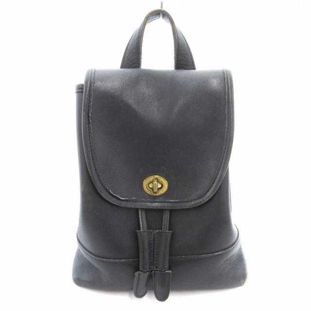 【中古】コーチ COACH オールドコーチ ヴィンテージ USA アメリカ製 9960 リュックサック ターンロック レザー 黒