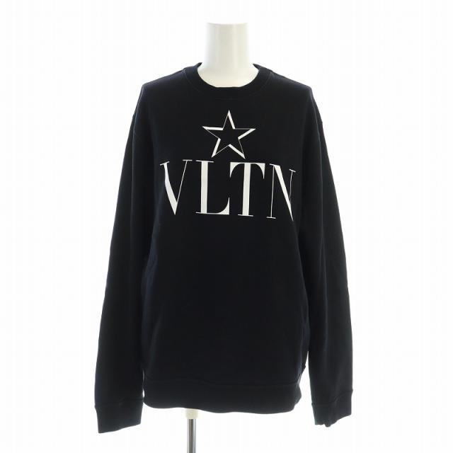 【中古】ヴァレンティノ ヴァレンチノ VALENTINO トレーナー スウェット 長袖 VLTN ロゴ プリント 裏毛 S 黒
