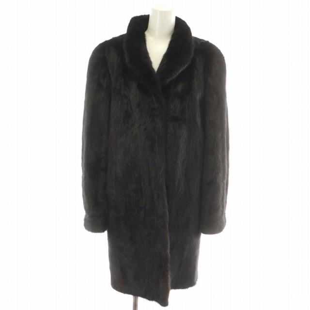 【中古】アメリカンレジェンド AMERICAN LEGEND ファーコート ロング ミンクファー 毛皮 総裏地 11号 黒 ブラック