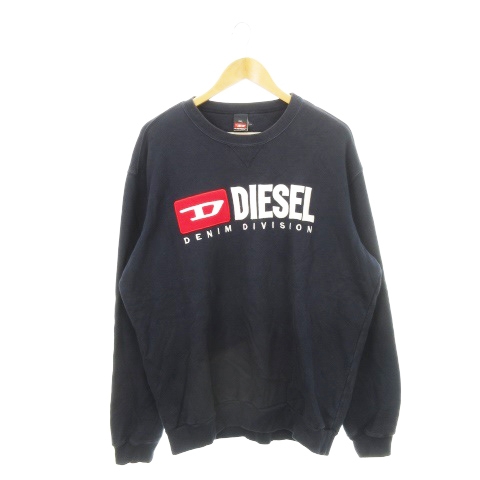 DIESEL Dロゴ刺繍 デニムクルーネックスウェットトレーナー インディゴXL