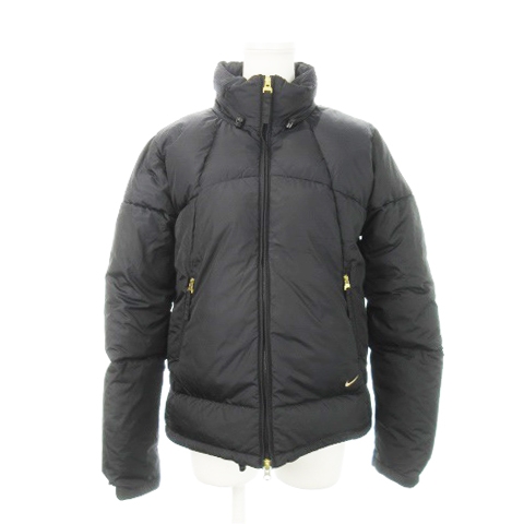【中古】ナイキ NIKE ダウンジャケット スタンドカラー フード収納 ジップアップ L 黒 ブラック /AH5 ■GY18