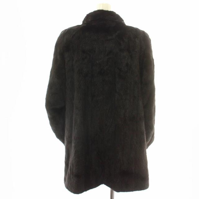 【中古】ノーブランド品 毛皮コート ブラックミンクファー 長袖 総裏地 ミドル 11 L 黒 ブラック ■GY18 /MQ ノーブランド品 毛皮コート ミンクファー 長袖 ミドル 総裏地 F 黒