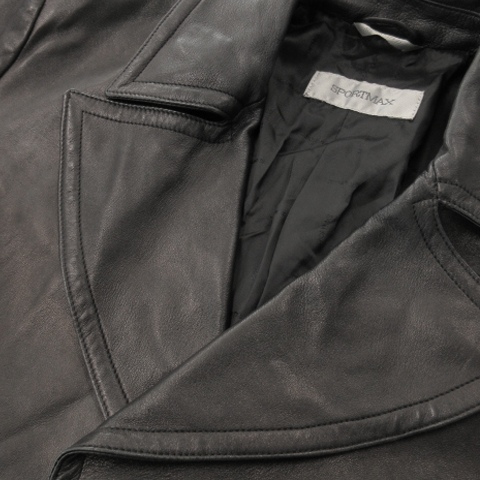 【中古】スポーツマックス マックスマーラ SPORT MAX レザーコート トレンチコート 本革 ロング 42 XL 黒 ブラック 中古】スポーツマックス マックスマーラ SPORT MAX レザーコート