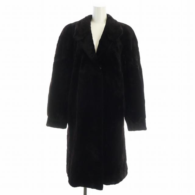【中古】サガミンク SAGA MINK 銀サガ 毛皮コート シェアードミンクファー 長袖 総裏地 ロング 茶 ブラウン