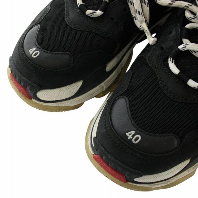 【中古】バレンシアガ BALENCIAGA Triple S スニーカー メッシュ レザー ローカット 厚底 ロゴ 40 26.5cm 黒 533882