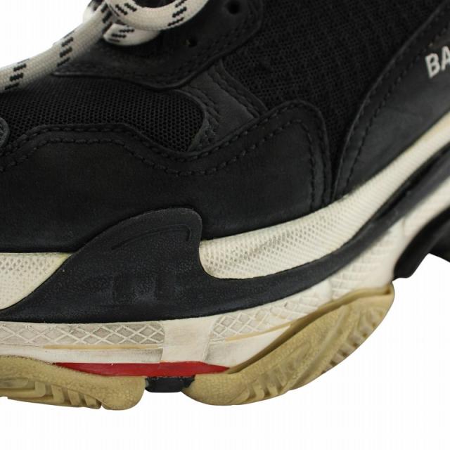 【中古】バレンシアガ BALENCIAGA Triple S スニーカー メッシュ レザー ローカット 厚底 ロゴ 40 26.5cm 黒 533882