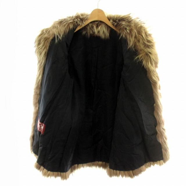 中古】ファーコート ミドル ハーフ ミンク 毛皮 総裏地 11号 黒