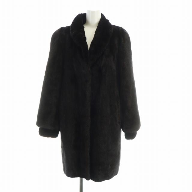 【中古】ブラックグラマ BLACKGLAMA 毛皮コート ミンクファー 長袖 総裏地 ロング F 茶 ブラウン