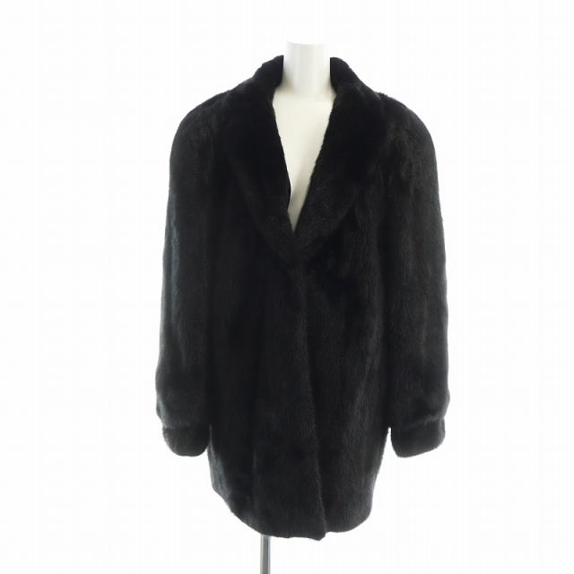 【中古】サガミンク SAGA MINK belle vison 銀サガ 毛皮コート ブラックミンクファー 総裏地 長袖 ミドル