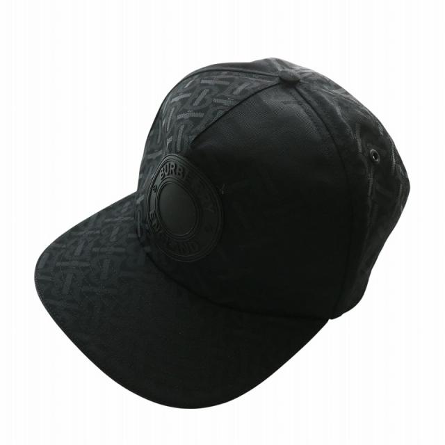 【中古】BURBERRY LONDON イングランド ENGLAND 帽子 キャップ ナイロン モノグラム 総柄 ロゴ M 黒 8041633/71E