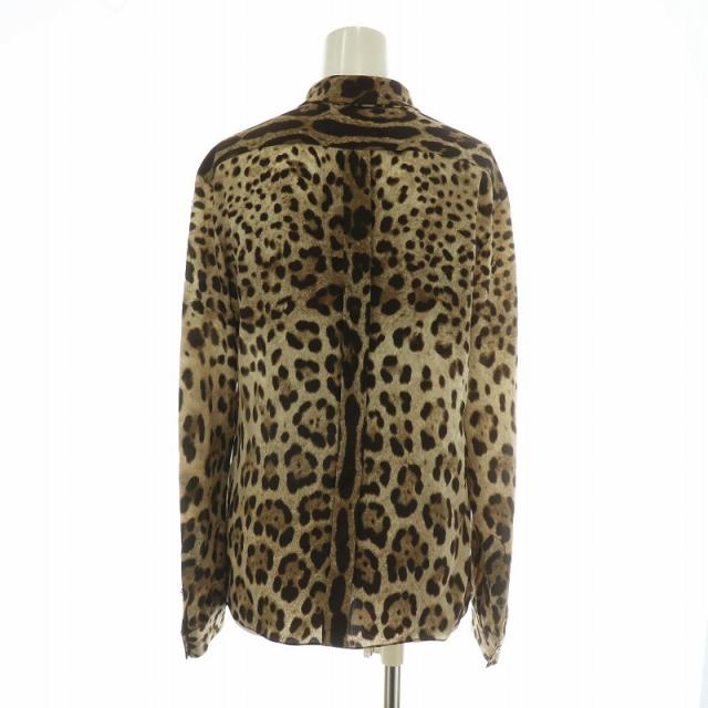 【中古】DOLCE&GABBANA セットアップ ブラウス シャツ シルク 長袖 フレアスカート レオパード 36 XS 40 M 茶色 中古】DOLCE&GABBANA セットアップ ブラウス シャツ シルク 長袖
