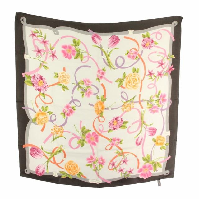 Salvatore Ferragamo シルクスカーフ 花柄 ピンク Ferragamo】スカーフ