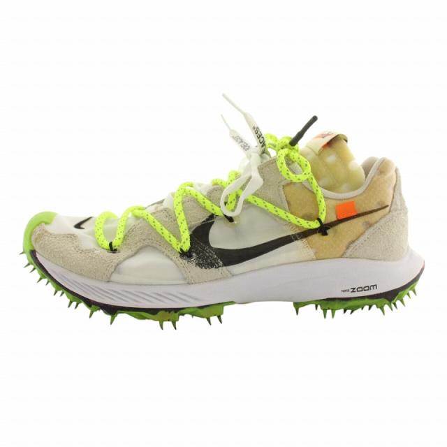 【中古】NIKE × Off-White Women's Air Zoom Terra Kiger スニーカー ローカット US9 26cm 白 黄色 CD8179-100