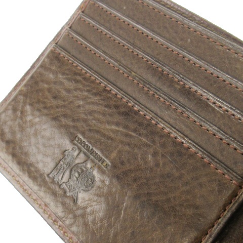 未使用ココマイスター★メンズ 二つ折り財布 イントレチャートレザー 本革 茶 未使用ココマイスター☆メンズ 二つ折り財布 イントレチャート