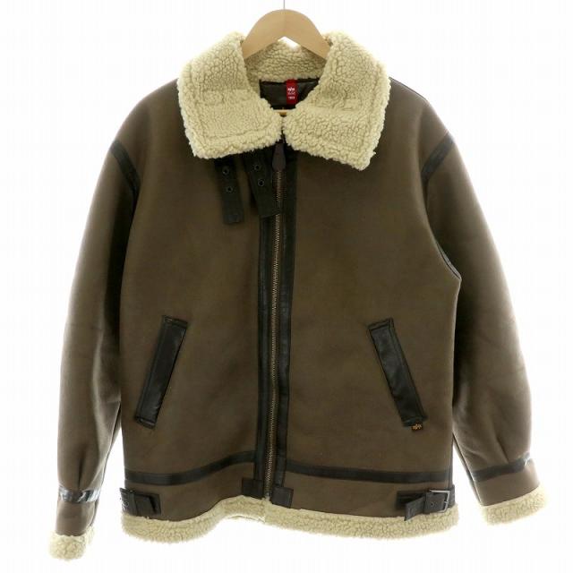 【中古】アルファ B-3 JACKET FAKE MOUTON ムートンジャケット フライトジャケット ボ XL 茶 白 TA1548-168