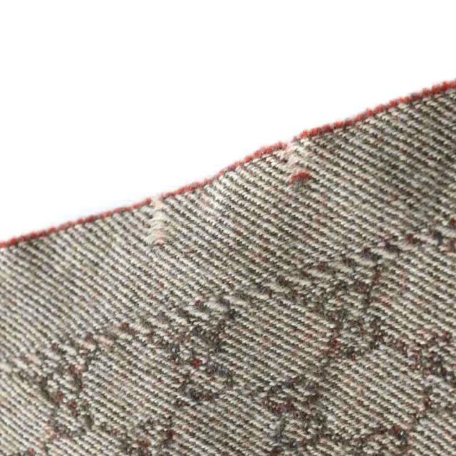 グッチ GUCCI マフラー ストール ロゴ GG柄 総柄 茶 ブラウン 赤