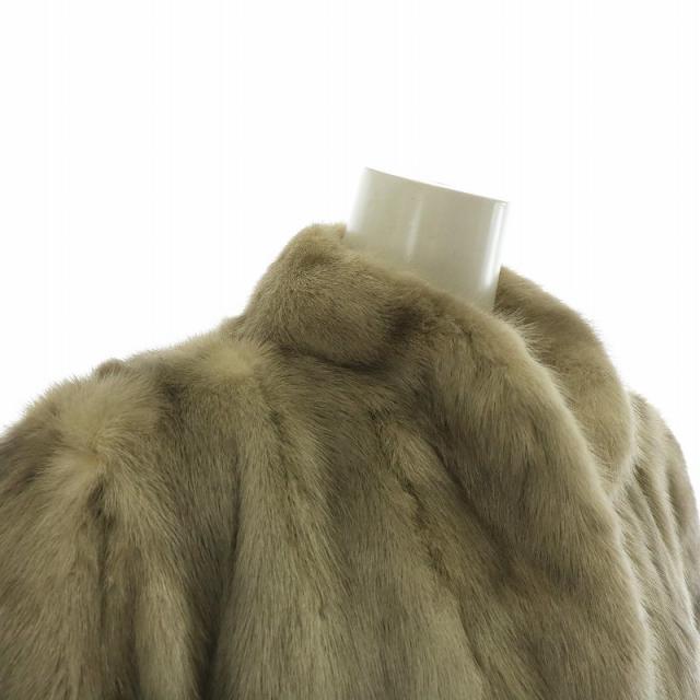 クロップド/希少デザイン 着丈62 グリーン クロスミンク ファーコート 毛皮 sankyo shokai ミンク コート シルバーフォックス トリミング