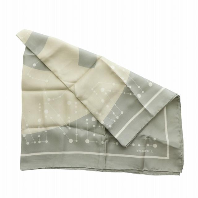 中古】シャネル CHANEL 大判 スカーフ シルク ココマーク カメリア