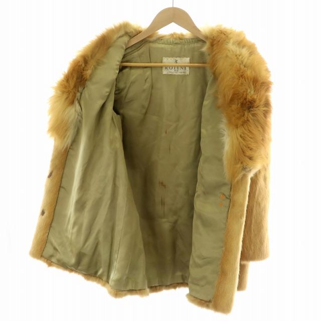 フォックス ハーフ丈 ファーコート サイズ11 毛皮 アイボリー系